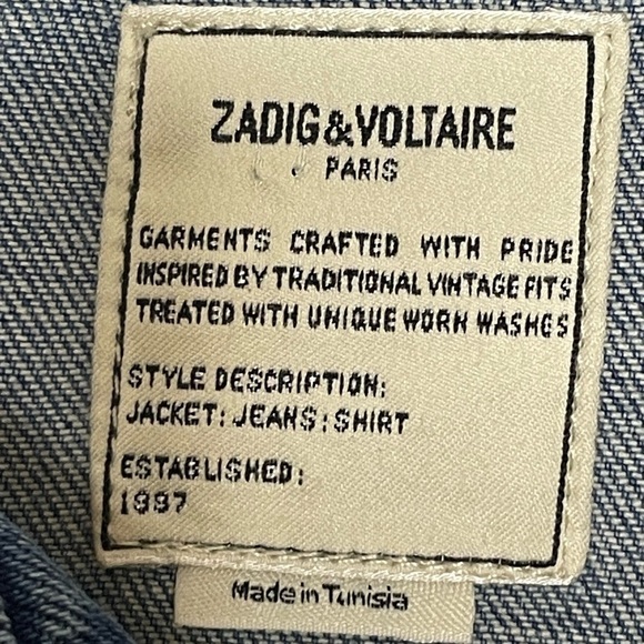Zadig & Voltaire jacket denim “Kioky” sz small WFCT3403F - Picture 6 of 10